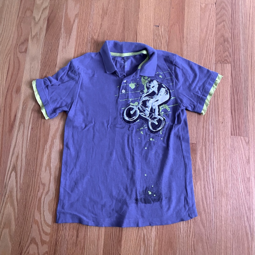 Old Navy Boy’s Polo T-Shirt surf bike design Size Large